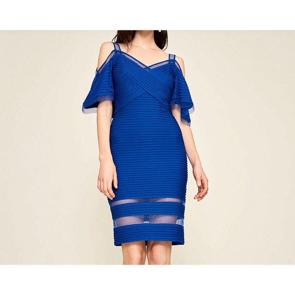 Tadashi Shoji MALIAH COLD-SHOULDER PINTUCK JERSEY DRESS - Picture 2 of 15